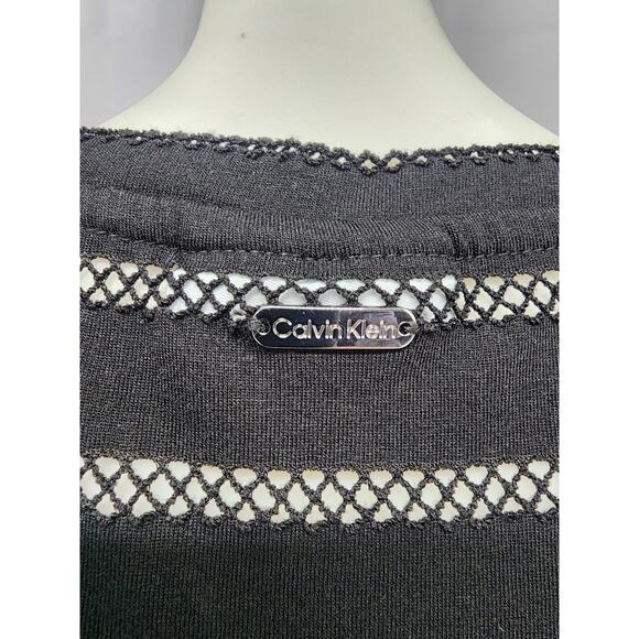 Calvin Klein Swimwear Dress Womens L XL Black Mesh Stripe Sheer Beach Cover Up - Picture 12 of 15